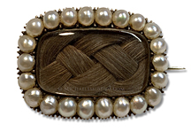 Late Georgian Era Sentimental/Mourning Brooch with Plaited Hair and Pearls