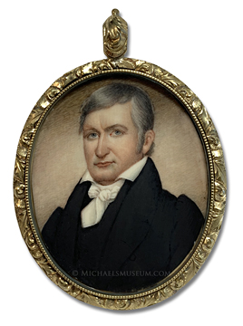 Portrait miniature by Julius Rubens Ames of a gray-haired Jacksonian era gentleman