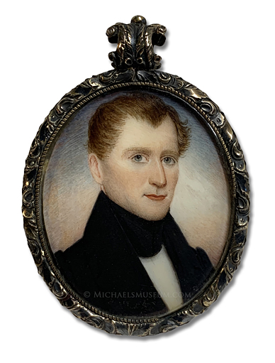 Portrait miniature by Julius Rubens Ames of a redheaded Jacksonian era gentleman