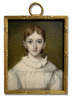 Portrait miniature of a young girl of the Dennison Family of Mystic, Connecticut -- artist unknown