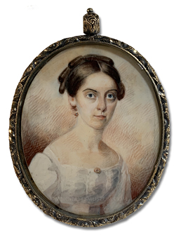 Portrait miniature by Anson Dickinson of an early nineteenth century American lady