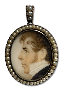 Portrait miniature by Anson Dickinson of an early American gentleman identified as 'M. W. Potter'.