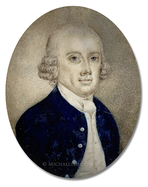 Portrait miniature by Joseph Dunckerley (alt., Joseph Dunkerley) of his father, James Dunckerley (1728-1802)