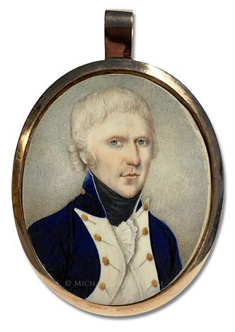 Portrait miniature by Joseph Dunckerley (alt., Joseph Dunkerley) of a lieutenant of the British Royal Navy