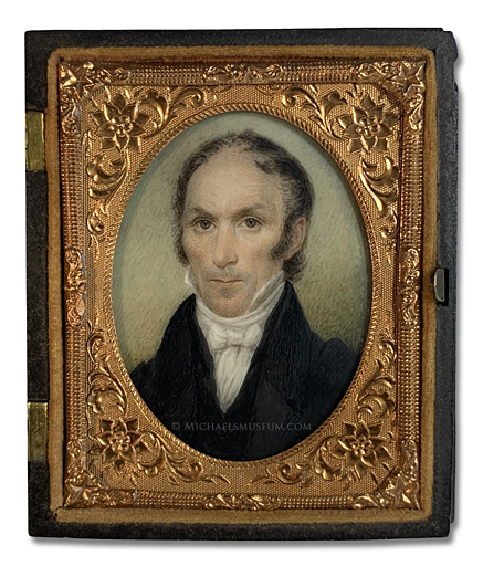 Portrait miniature by Sarah Goodridge of a Jacksonian era gentleman (one of a pair of portrait miniatures of a husband and wife) 