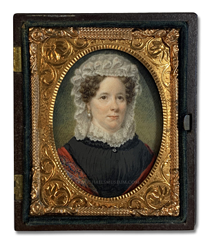 Portrait miniature by Sarah Goodridge of a Jacksonian era lady (one of a pair of portrait miniatures of a husband and wife) 