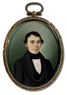 Portrait miniature by Christopher Martin Greiner, of a Jacksonian Era gentleman identified as Mr. Harrington