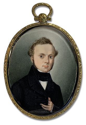 Portrait miniature by Christopher Martin Greiner, of a Jacksonian era American gentleman