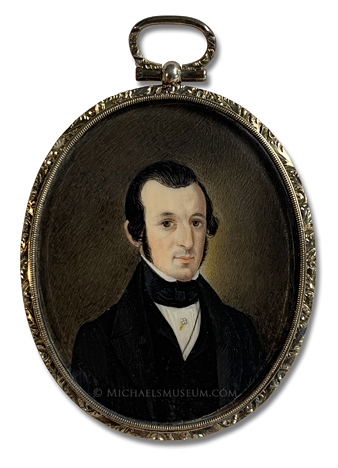 Portrait miniature by Christopher Martin Greiner, of an unknown Jacksonian era American gentleman
