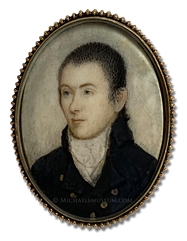Portrait miniature by Nathaniel Hancock of a Federalist era gentleman (possibly a ship's captain)