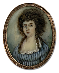 Portrait miniature by Nathaniel Hancock of a Federalist era lady of the Ridgely Family