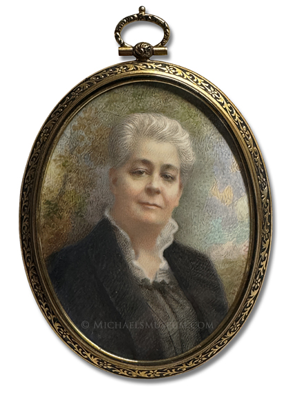 Portrait Miniature by Marion Caroline Hoffman Hartman Portrait Miniature by Marion Hartman of Alice Avery Arms, Depicted in an Outdoor Landscape