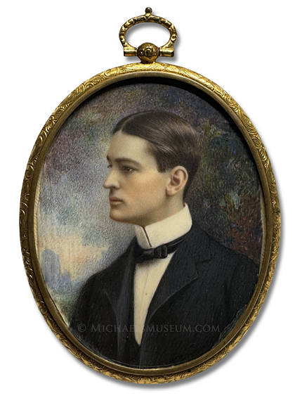 Portrait Miniature by Marion Caroline Hoffman Hartman Portrait Miniature by Marion Hartman of Audubon Arms, Depicted in an Outdoor Landscape