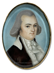 Portrait miniature by Pierre Henri of John Clapham, British loyalist and colonial era official of the Province of Maryland