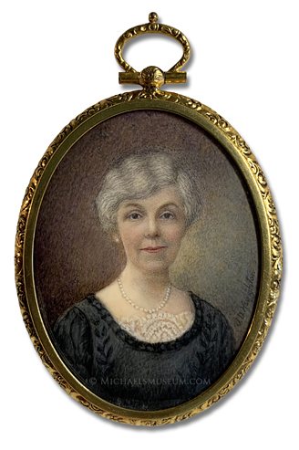 Portrait miniature by James Dunbar Houghton of an earliy twentieth century American lady