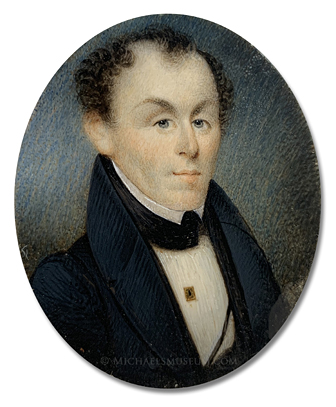 Portrait miniature by William Lewis of a Jacksonian era gentleman
