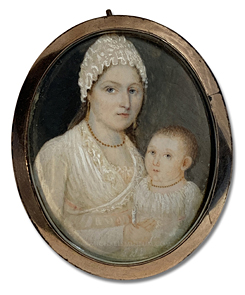 Portrait miniature of a Federalist Era mother and child, attributed to Reuben Moulthrop