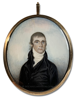 Portrait miniature attributed to Raphaelle Peale depicting an unknown Federalist era gentleman