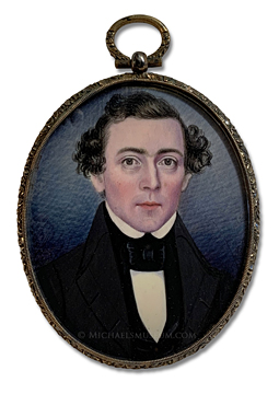Portrait miniature by Clarissa Peters Russell  (Mrs. Moses B. Russell) of a Jacksonian era gentleman