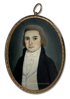 Portrait miniature by Isaac Sanford an unknown Federalist era gentleman with connections to Freemasonry