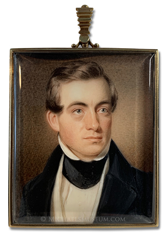 Portrait miniature by Henry Colton Shumway of a Jacksonian era gentleman
