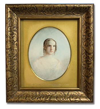 Post mortem portrait miniature of Miss Frances Spencer (1822-1843) -- artist unknown