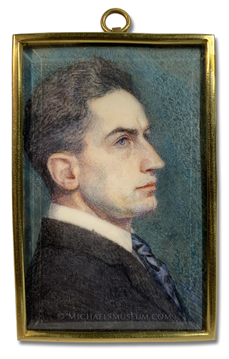 Portrait miniature of an unknown early twentieth century American gentleman, depicted in profile view -- artist unknown