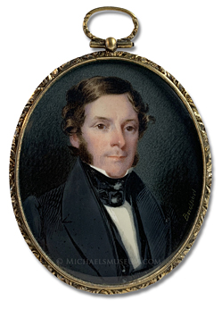 Portrait iniature by Hugh Bridport of an unknown Jacksonian era gentleman