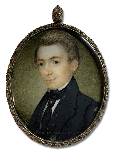 Portrait miniature of a young, Jacksonian era gentleman -- artist unknown