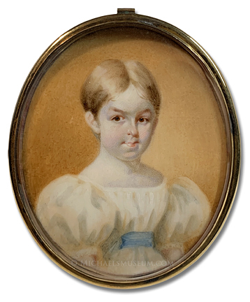 Portrait Miniature of a Jacksonian Era American girl with Strawberry Blond Hair -- Artist Unknown