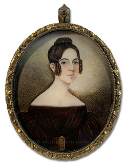 Portrait miniature of an unknown Jacksonian era lady -- artist unknown