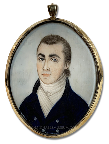 Portrait miniature by John Roberts of a New England ship's captain