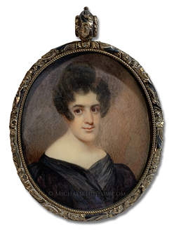 Portrait miniature by Henry Colton Shumway of Sarah Mullett Hall