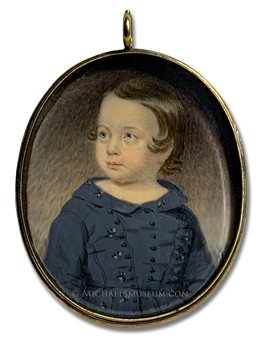 Portrait miniature by Thomas Sully depicting a young, Jacksonian era boy