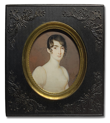 Portrait miniature by Philippe R. Vallée (often confused with Jean François Vallée) depicting an early nineteenth centur American lady