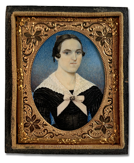 Portrait miniature by Richard Verbryck of an unknown Jacksonian era lady