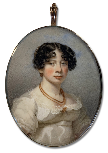 Portrait miniature by James Morris Davis of Miss Jane Weston of Burwash, Sussex