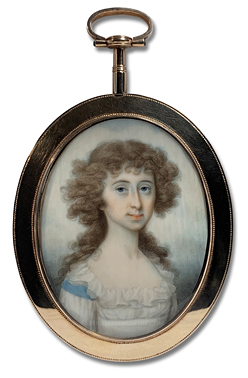 Portrait miniature by Thomas Hazlehurst of Hannah Hardman