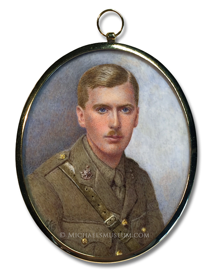 Portrait miniature by Emily Gertrude Kenyon of a handsome World War I era British Army officer