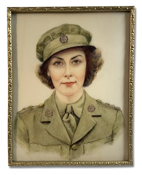 Portrait miniature by Lilian Emily Walton of Company Commander Audrey Ward, an officer in Britain's Auxiliary Territorial Service during World War II