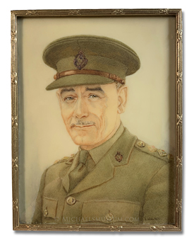 Portrait miniature by Lilian Emily Walton of Capt. Leonard Dowsett, painted while serving in Britain's Royal Army Ordnance Corps during World War II