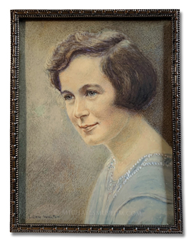A self portrait of the artist, Lilian Emily Walton, painted in miniature