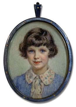 Portrait miniature by Frank Samuel Eastman of Kathleen Leslie Blanche Price, painted at the age of nine