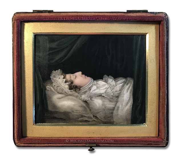 Post Mortem Portrait of a Late Georgian Era Lady Lying in Repose -- artist unknown