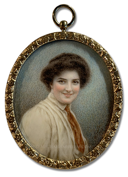 Portrait miniature by Hannah Elizabeth Smith depicting Miss Edith Laura Smith, Principal of Howard College and Sister-in Law of the Artist