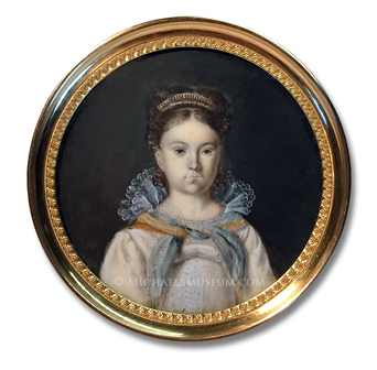 Miniature Portrait of an Elegantly Dressed Girl of the Bourbon Restoration Era -- artist unknown