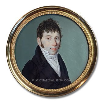Portrait miniature by Angelo Vacca (the younger), depicting a young Italian nobleman of Piedmont-Sardinia