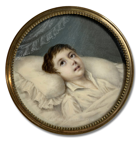 Deathbed Portrait of a Mid-Nineteenth Century Boy (Believed to be French) -- Artist Unknown
