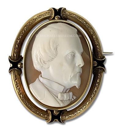 Cameo Portrait of a Mid-Nineteenth Century Gentleman -- Signed Adele H. Cameo Portrait of an Early Nineteenth Century Gentleman