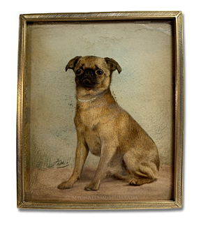 Portrait miniature by the Studio of Thomas Fall of a smooth-coated Brussels griffon